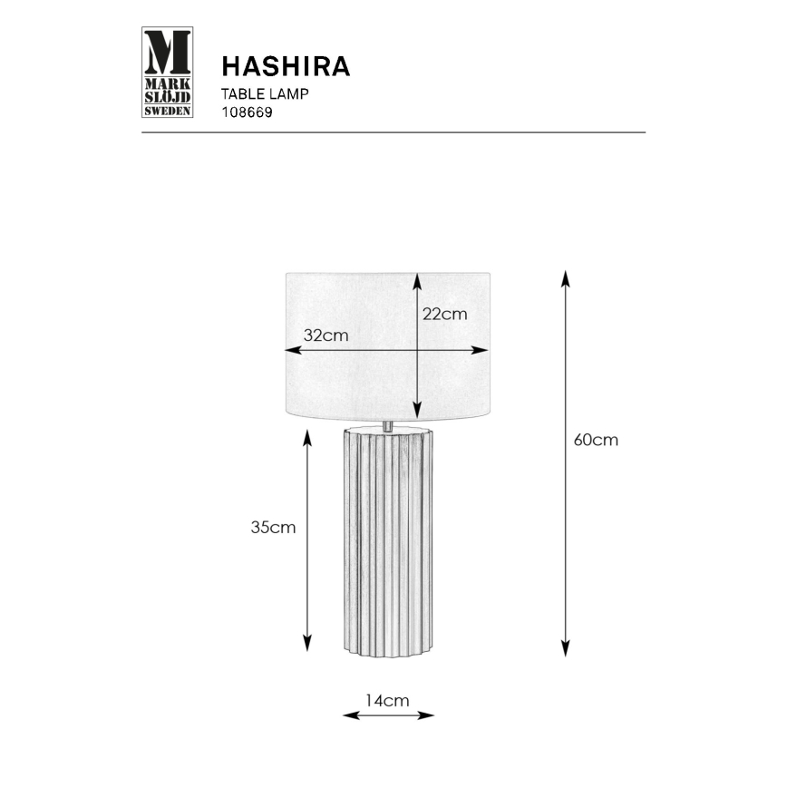 Markslöjd 108669 - Bordlampe HASHIRA 1xE27/40W/230V hvid/messing