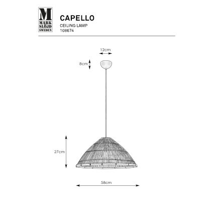 Markslöjd 108674 - Pendel CAPELLO 1xE27/40W/230V sort/bambus