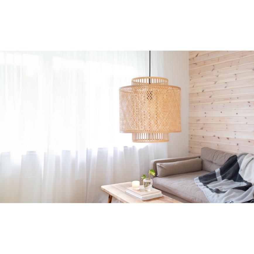 Markslöjd 108675 - Pendel STRATI 1xE27/40W/230V beige/bambus