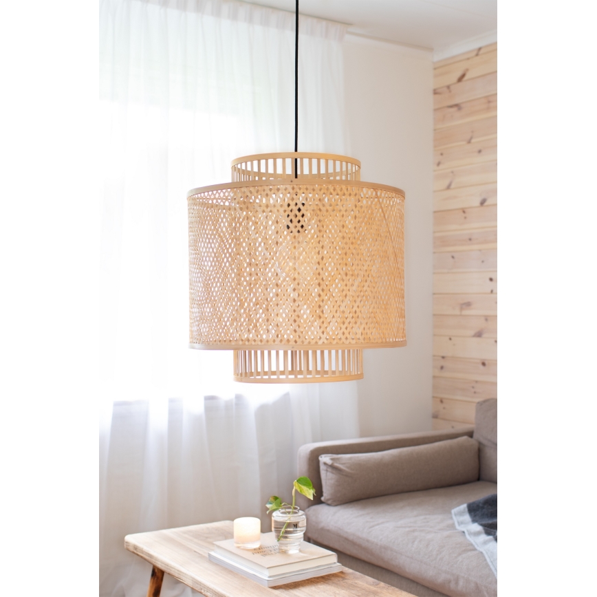 Markslöjd 108675 - Pendel STRATI 1xE27/40W/230V beige/bambus