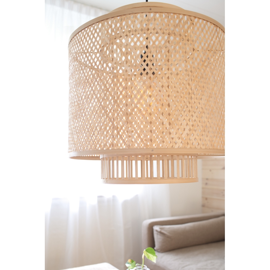 Markslöjd 108675 - Pendel STRATI 1xE27/40W/230V beige/bambus