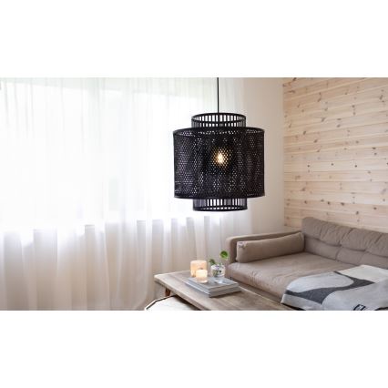 Markslöjd 108676 - Pendel STRATI 1xE27/40W/230V sort/bambus