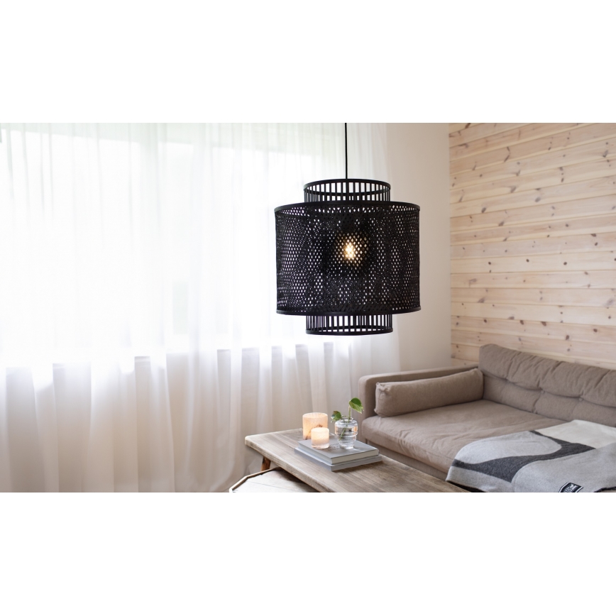 Markslöjd 108676 - Pendel STRATI 1xE27/40W/230V sort/bambus
