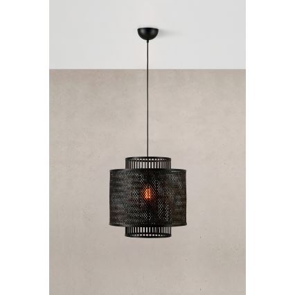 Markslöjd 108676 - Pendel STRATI 1xE27/40W/230V sort/bambus
