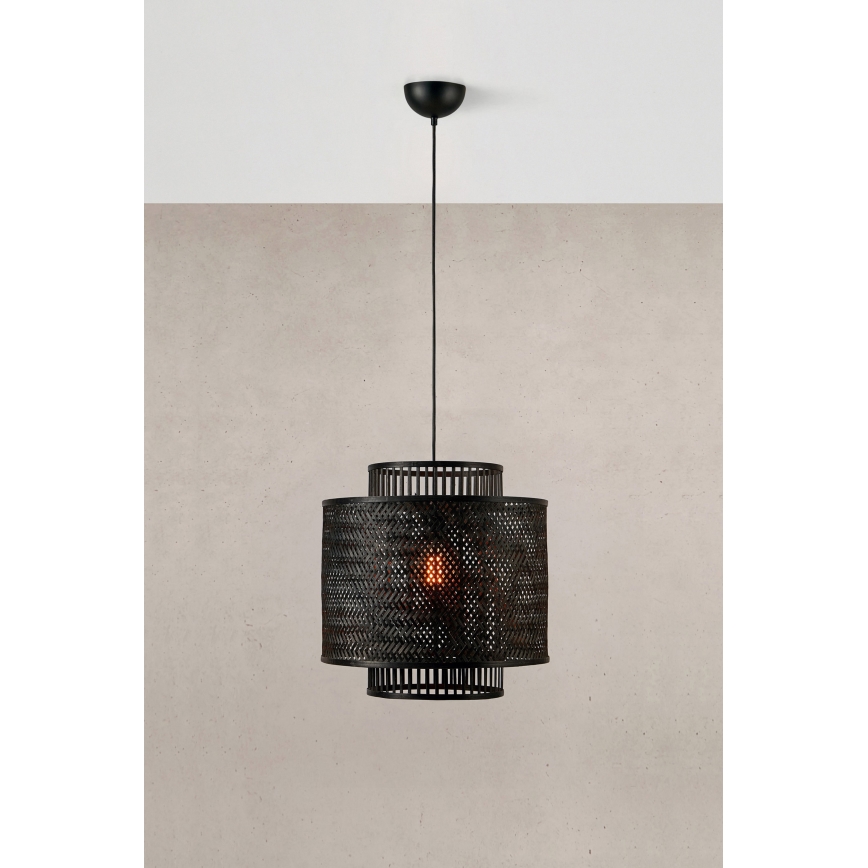 Markslöjd 108676 - Pendel STRATI 1xE27/40W/230V sort/bambus