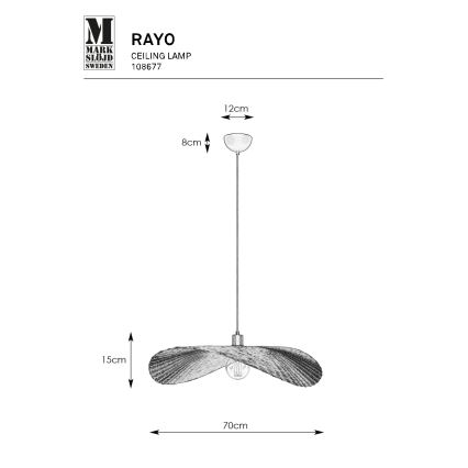 Markslöjd 108677 - Pendel RAYO 1xE27/40W/230V beige/bambus