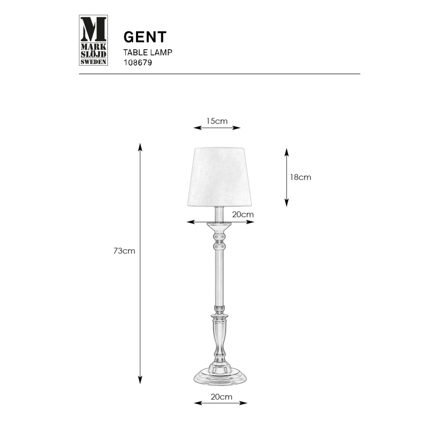 Markslöjd 108679 - Bordlampe GENT 1xE27/40W/230V messing/sort/hvid