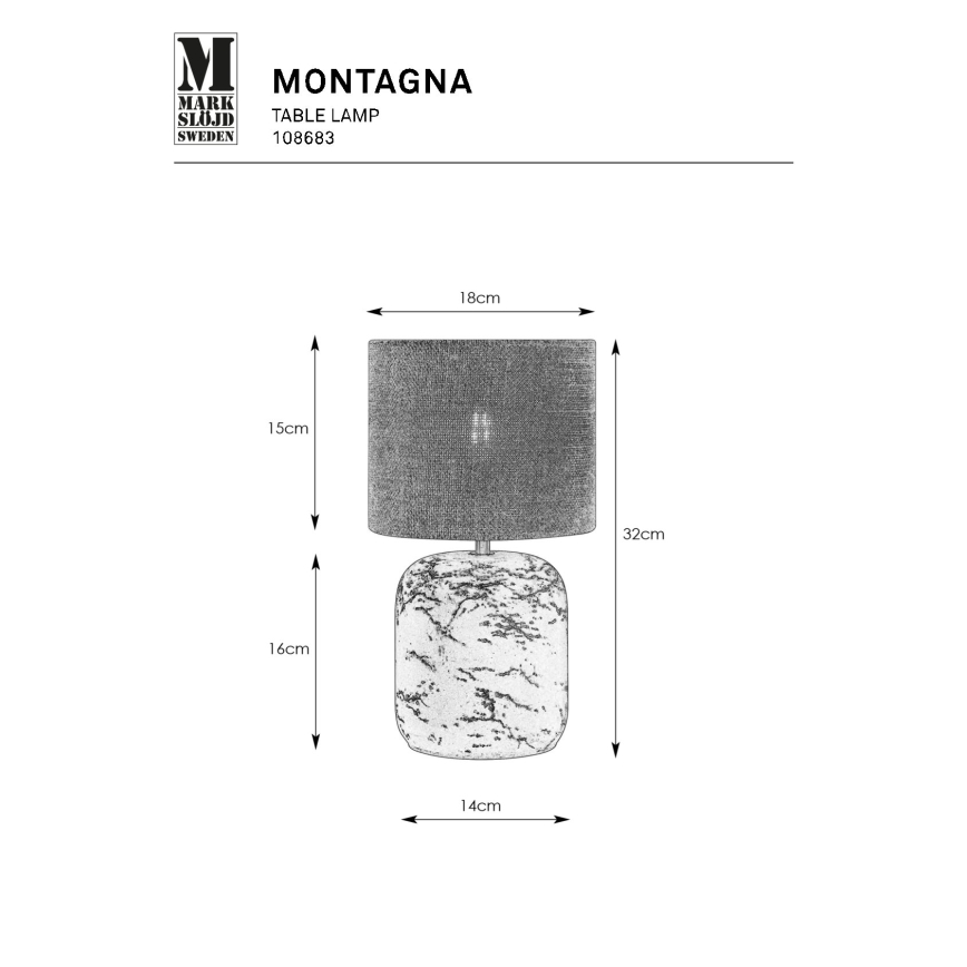 Markslöjd 108683 - Bordlampe MONTAGNA 1xE14/40W/230V 32 cm beige/sort