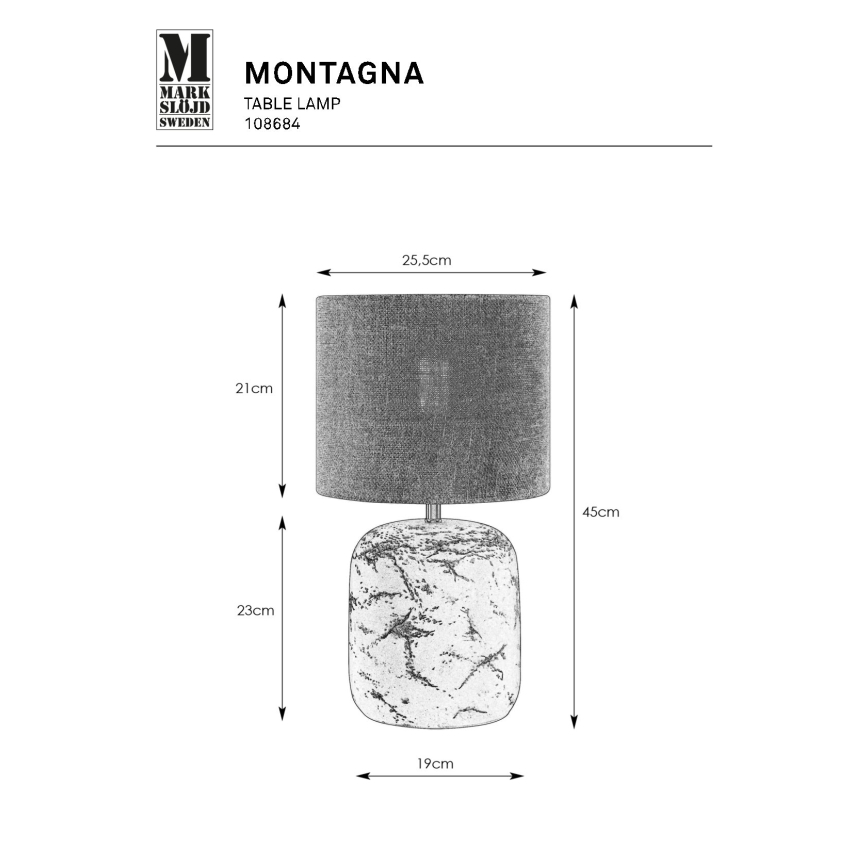 Markslöjd 108684 - Bordlampe MONTAGNA 1xE14/40W/230V 45 cm beige/sort