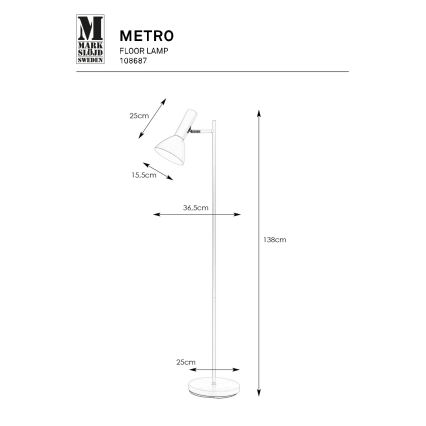 Markslöjd 108687 - Gulvlampe METRO 1xE27/40W/230V hvid