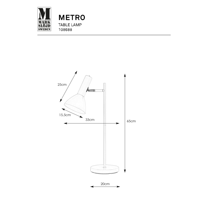 Markslöjd 108688 - Bordlampe METRO 1xE27/40W/230V hvid