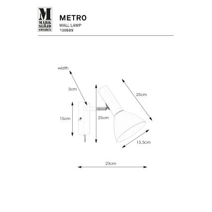 Markslöjd 108689 - Væglampe METRO 1xE27/40W/230V hvid