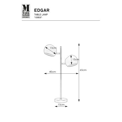 Markslöjd 108691 - Bordlampe EDGAR 2xE14/40W/230V sort