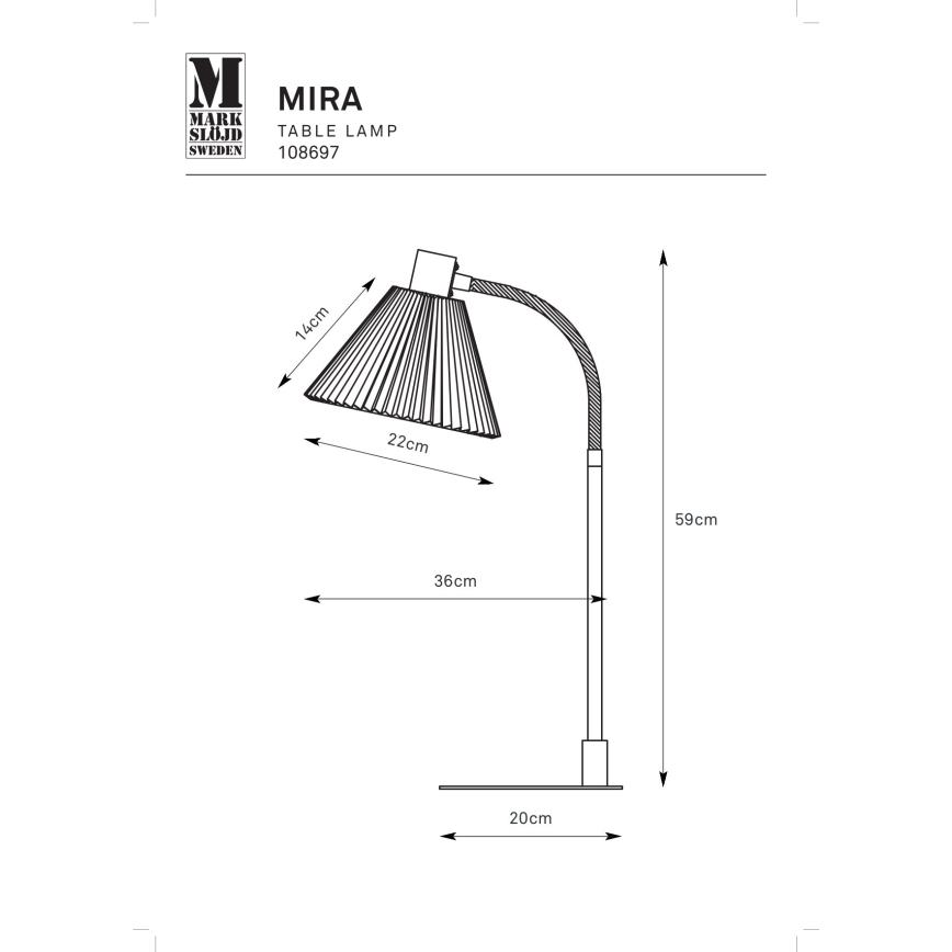 Markslöjd 108697 - Bordlampe MIRA 1xE14/40W/230V sort/hvid