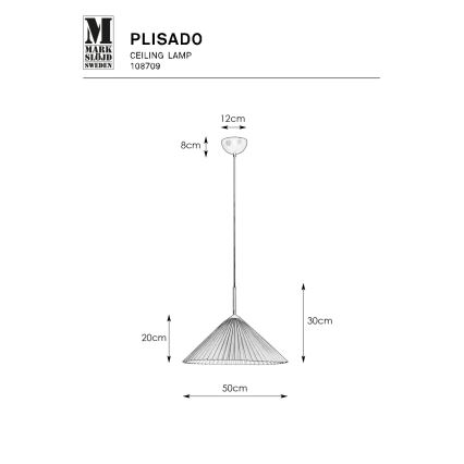 Markslöjd 108709 - Pendel PLISADO 1xE27/40W/230V diameter 50 cm grå