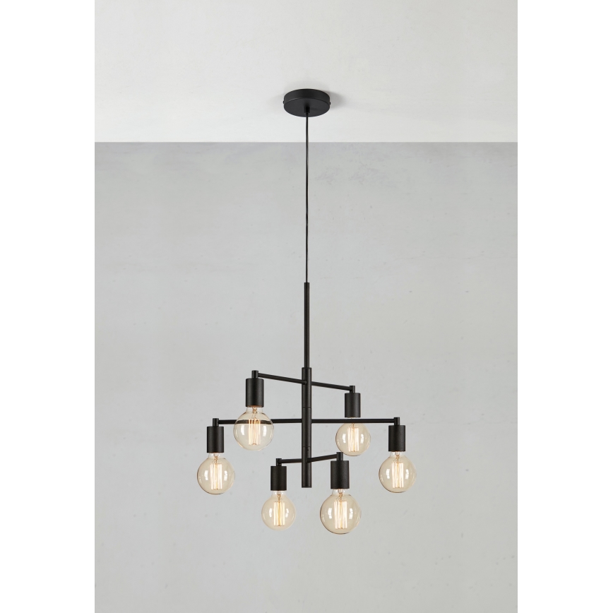 Markslöjd 108717 - Pendel CIELO 6xE27/40W/230V sort