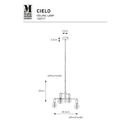 Markslöjd 108717 - Pendel CIELO 6xE27/40W/230V sort