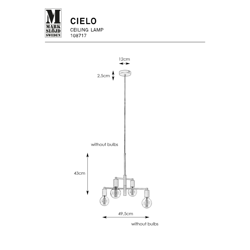 Markslöjd 108717 - Pendel CIELO 6xE27/40W/230V sort