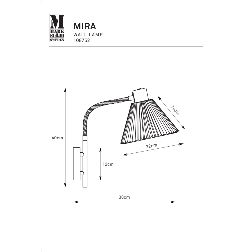 Markslöjd 108752 - Væglampe MIRA 1xE14/40W/230V sort/hvid