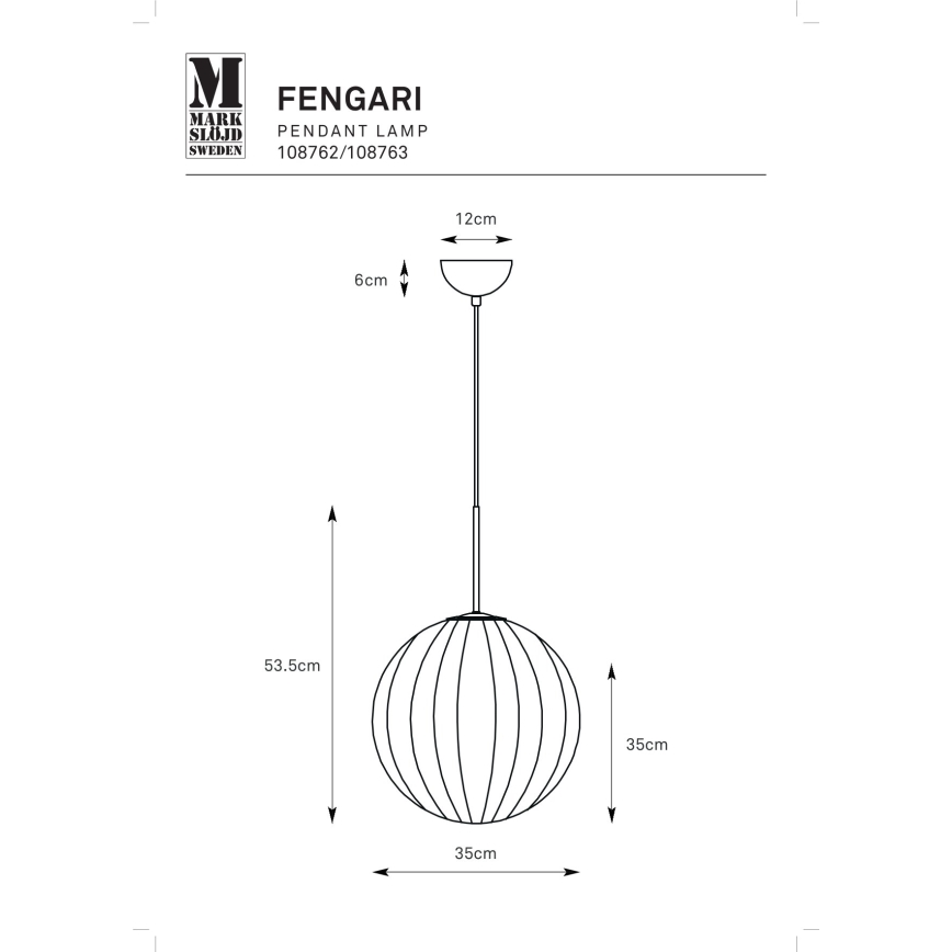 Markslöjd 108762 - Pendel FENGARI 1xE14/40W/230V sort