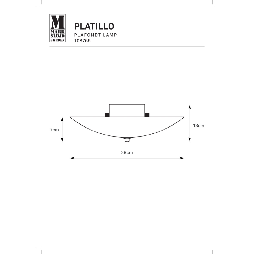 Markslöjd 108765 - Loftlampe PLATILLO 2xE27/40W/230V diameter 39 cm