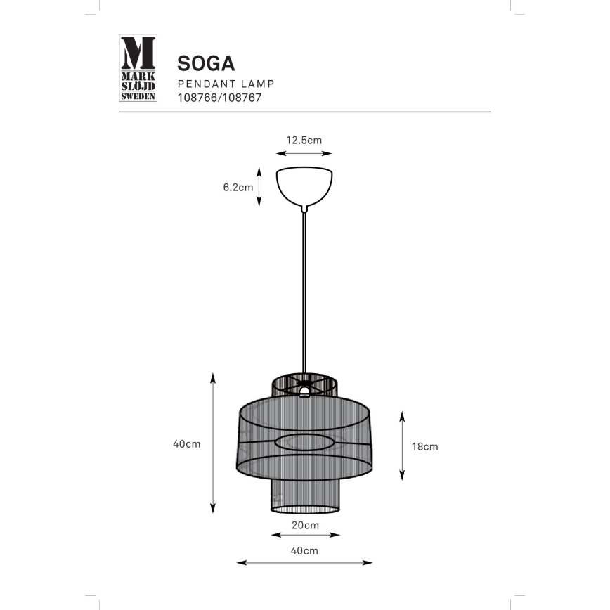 Markslöjd 108767 - Pendel SOGA 1xE27/40W/230V guldfarvet