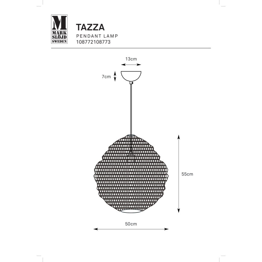 Markslöjd 108772 - Pendel TAZZA 1xE27/40W/230V sort