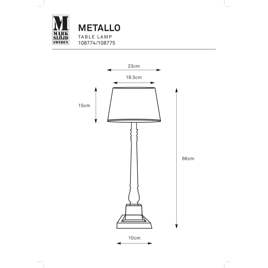 Markslöjd 108775 - Bordlampe METALLO 1xE27/40W/230V mat krom