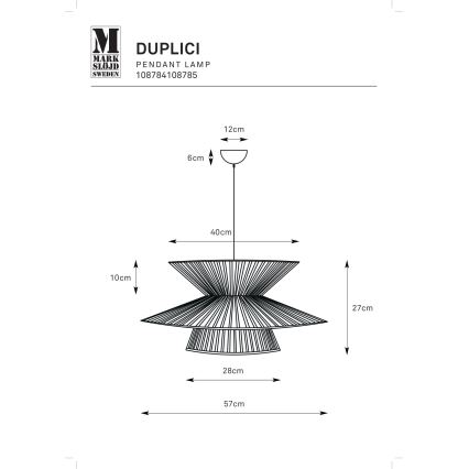 Markslöjd 108784 - Pendel DUPLICI 1xE27/40W/230V sort/bambus