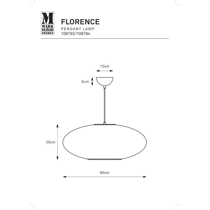 Markslöjd 108794 - Pendel FORENCE 1xE27/40W/230V diameter 60 cm hvid