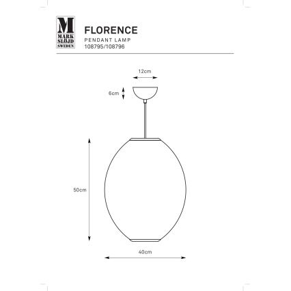 Markslöjd 108795 - Pendel FLORENCE 1xE27/40W/230V sort