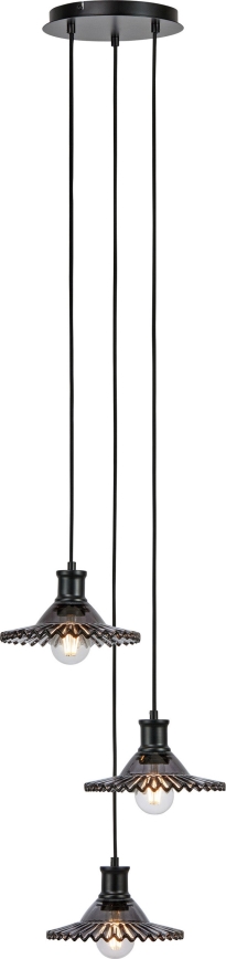 Markslöjd 108853 - Pendel NOVIA 3xE27/40W/230V sort/røget