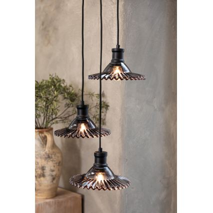 Markslöjd 108853 - Pendel NOVIA 3xE27/40W/230V sort/røget