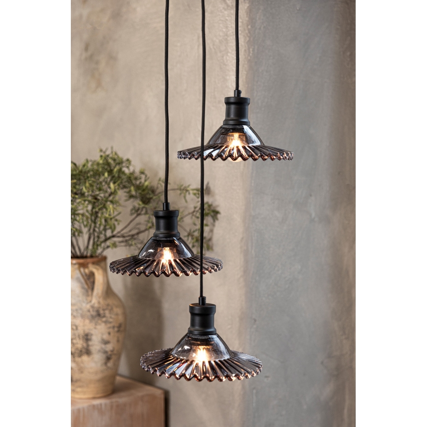 Markslöjd 108853 - Pendel NOVIA 3xE27/40W/230V sort/røget