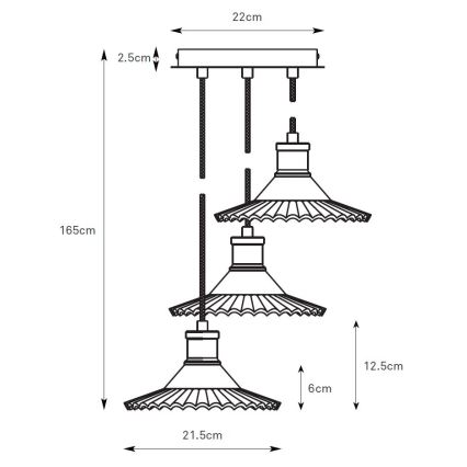 Markslöjd 108853 - Pendel NOVIA 3xE27/40W/230V sort/røget