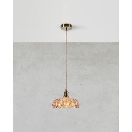 Markslöjd 108858 - Pendel KURAGE 1xE27/40W/230V messing/røget beige