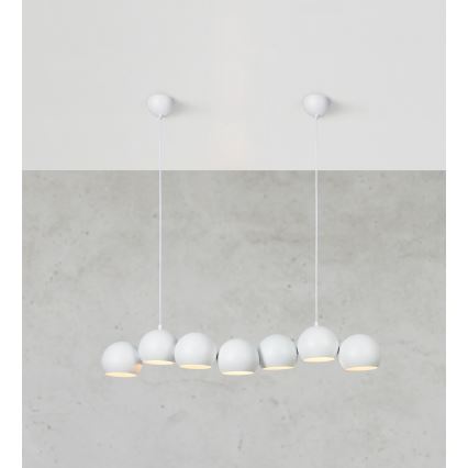 Markslöjd 108859 - Pendel CUPOLO 7xE14/40W/230V hvid