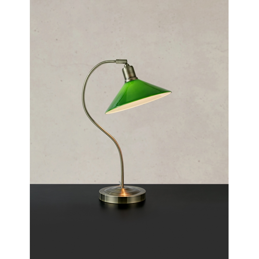 Markslöjd 108864 - Bordlampe VELA 1xE27/40W/230V messing/grøn
