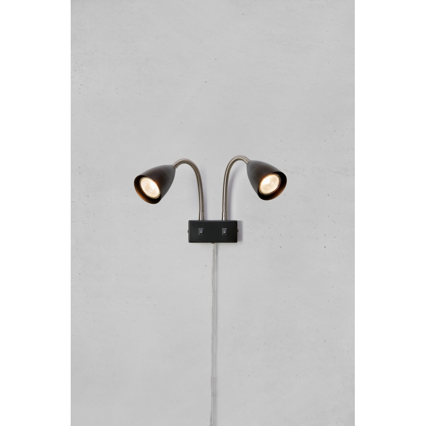Markslöjd 108901 - CIRO væglampe med spots 2xGU10/7W/230V sort