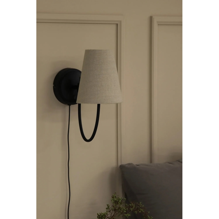 Markslöjd 108907 - Væglampe AMAR 1xE14/40W/230V hør/sort