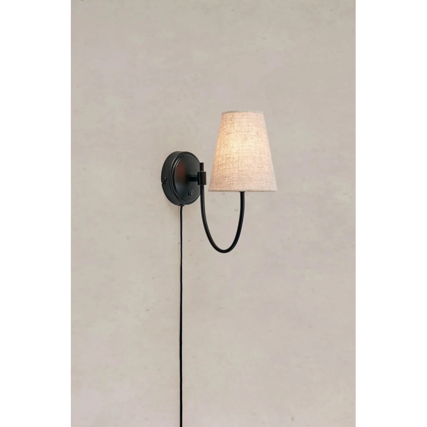 Markslöjd 108907 - Væglampe AMAR 1xE14/40W/230V hør/sort