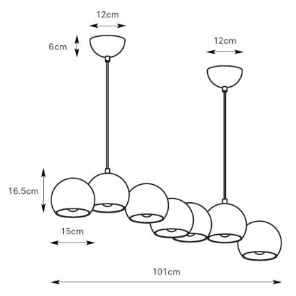 Markslöjd 108914 - Pendel på kabel CUPOLO 7xE14/40W/230V grå