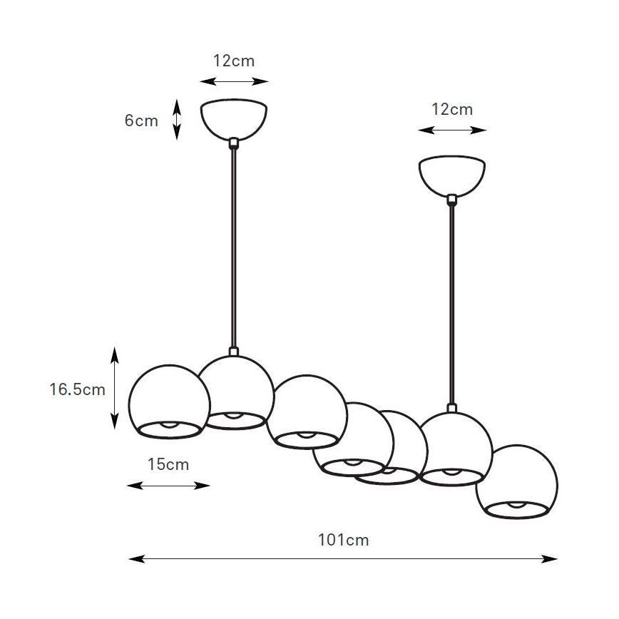 Markslöjd 108914 - Pendel på kabel CUPOLO 7xE14/40W/230V grå