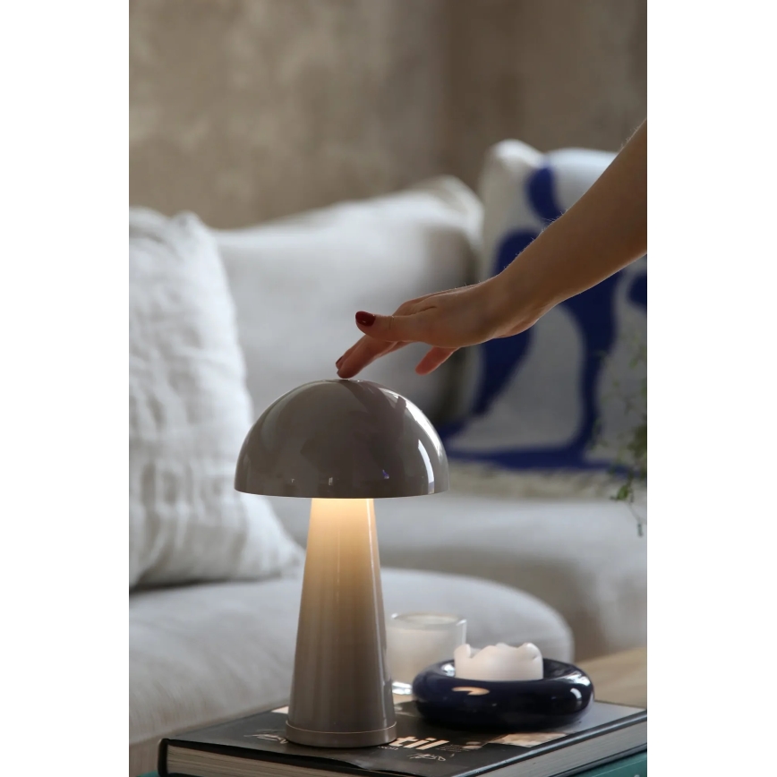 Markslöjd 108950 - LED dæmpbar genopladelig bordlampe FUNGI LED/1,5W/5V 2000 mAh IP44 grå