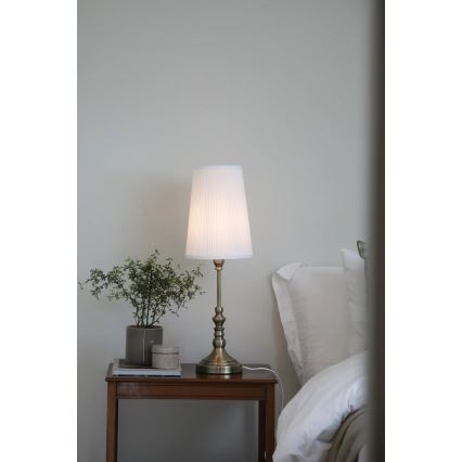 Markslöjd 108970 - Bordlampe NOBLE 1xE14/40W/230V 66 cm hvid/messing