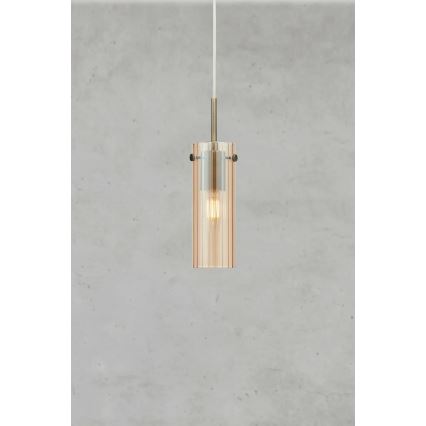 Markslöjd 109015 - Pendel med kabelophæng TIBIA 1xE14/40W/230V røget beige/messing
