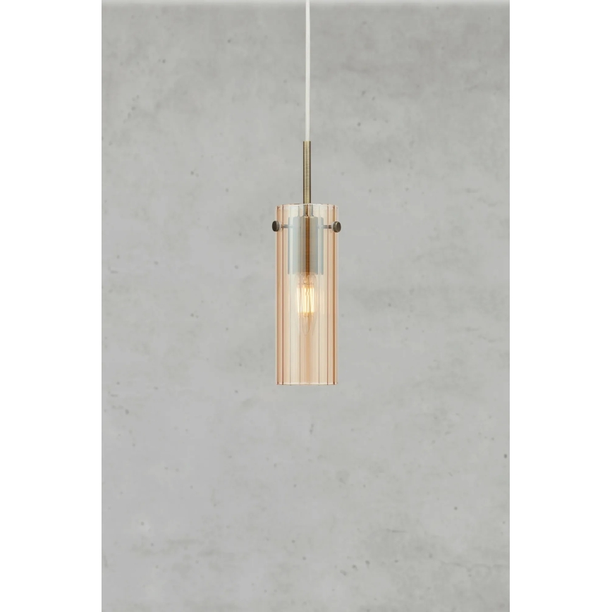 Markslöjd 109015 - Pendel med kabelophæng TIBIA 1xE14/40W/230V røget beige/messing