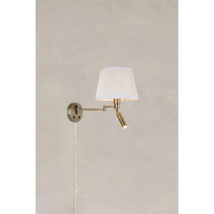 Markslöjd 109017 - LED-væglampe PIVOT 1xE27/40W/230V + LED/4W cremefarvet/messing