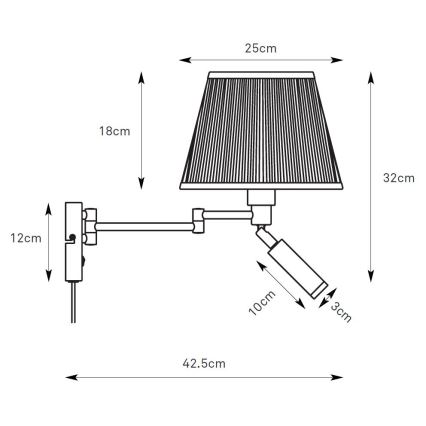Markslöjd 109017 - LED-væglampe PIVOT 1xE27/40W/230V + LED/4W cremefarvet/messing
