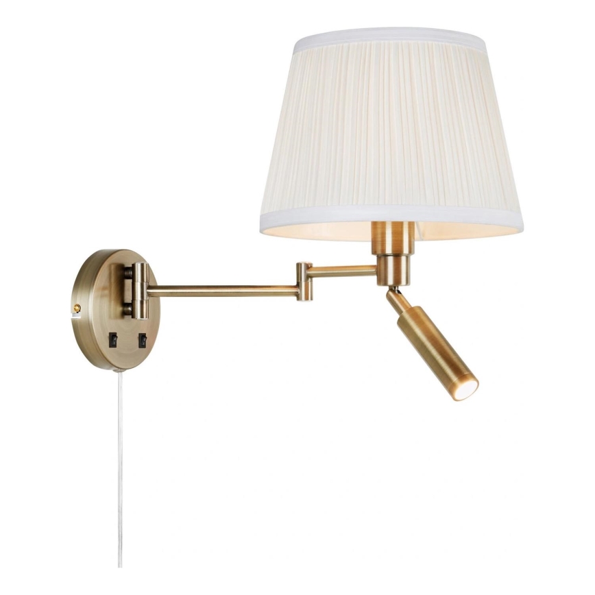 Markslöjd 109017 - LED-væglampe PIVOT 1xE27/40W/230V + LED/4W cremefarvet/messing